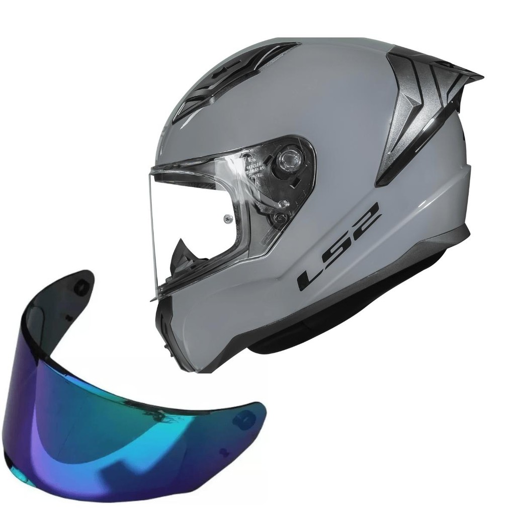 Capacete Moto Ls2 FF810 Vigo Cinza + Viseira Camaleao