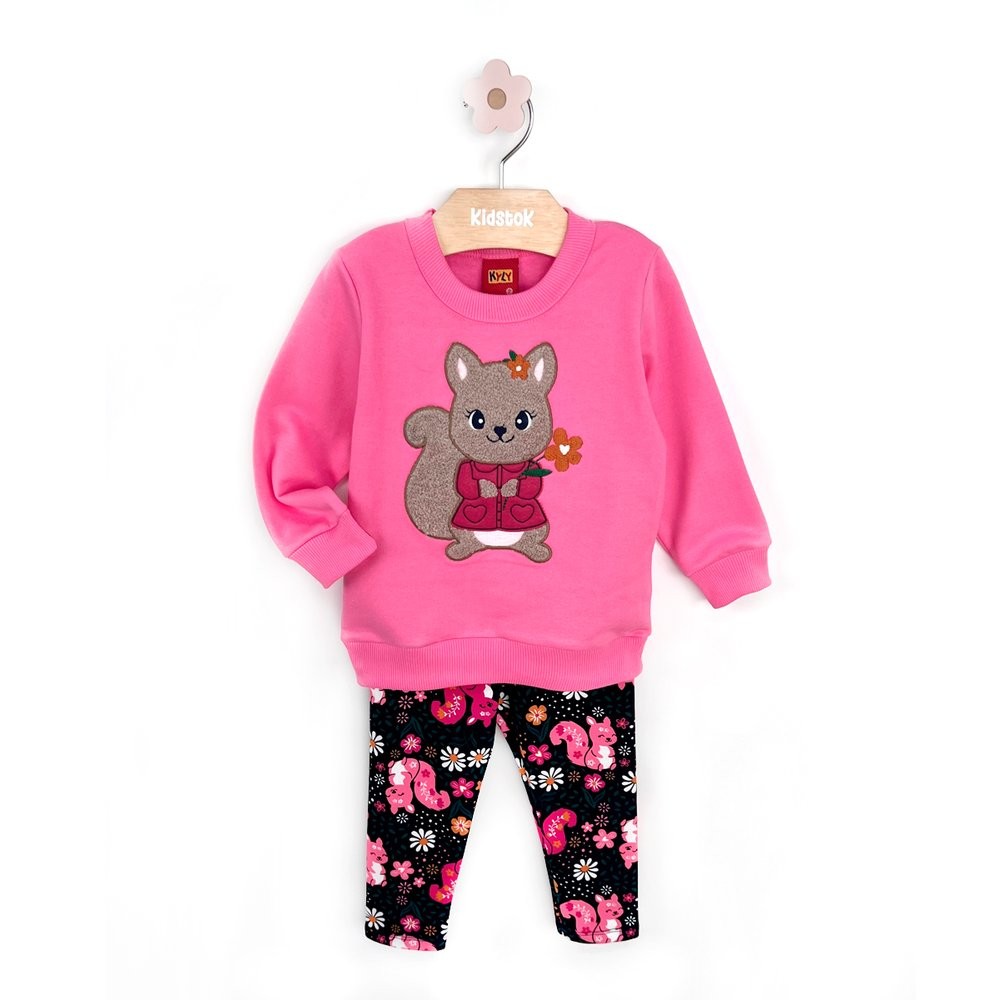 Conjunto Menina Blusão Moletom e Legging Esquilo Bordado - Kyly em Oferta na Shopee