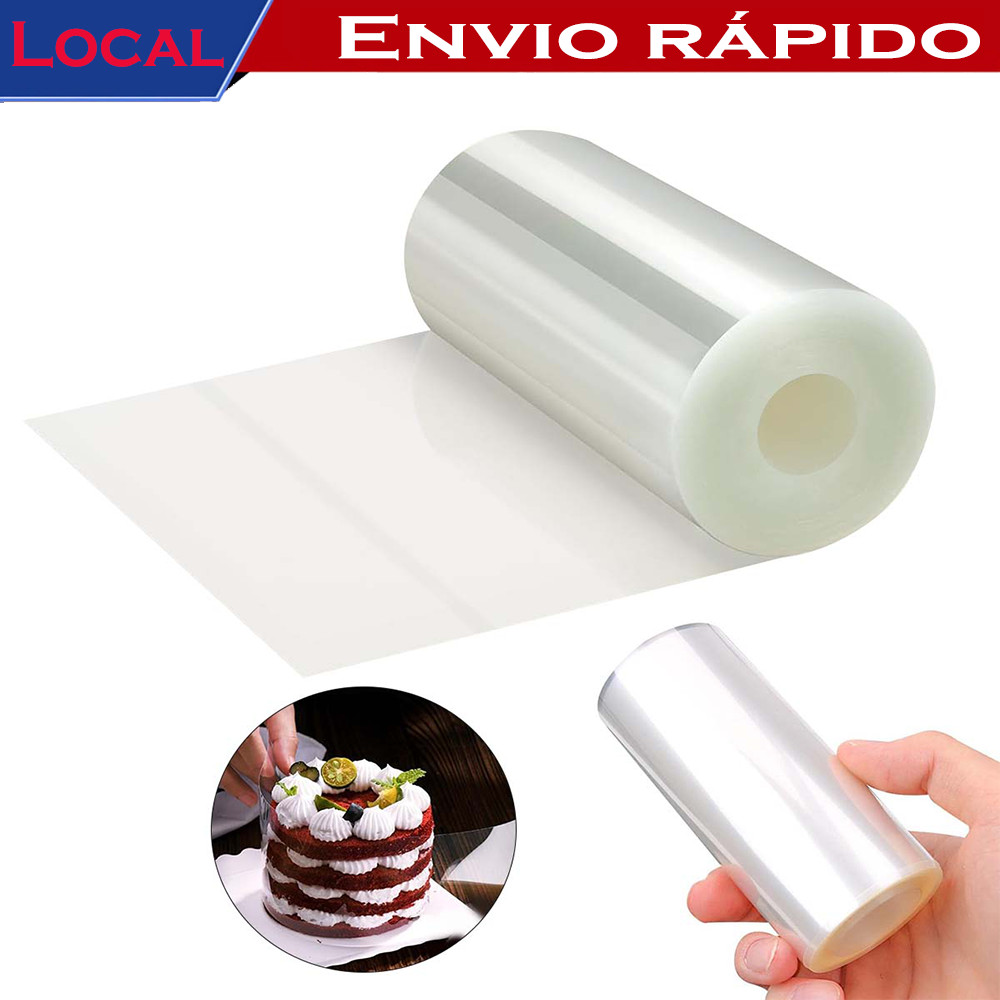Rolo de acetato transparente 8cm x 10m para bolo – Folha de Acetato DIY, Borda Envolvente, Decoração de Panificação