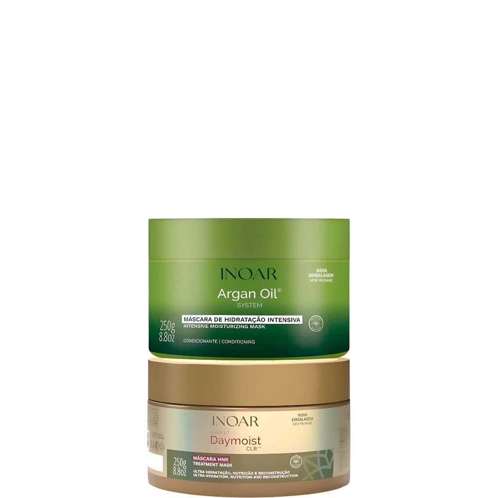Kit Inoar Máscaras Argan Oil E Absolut Daymoist 2x250g