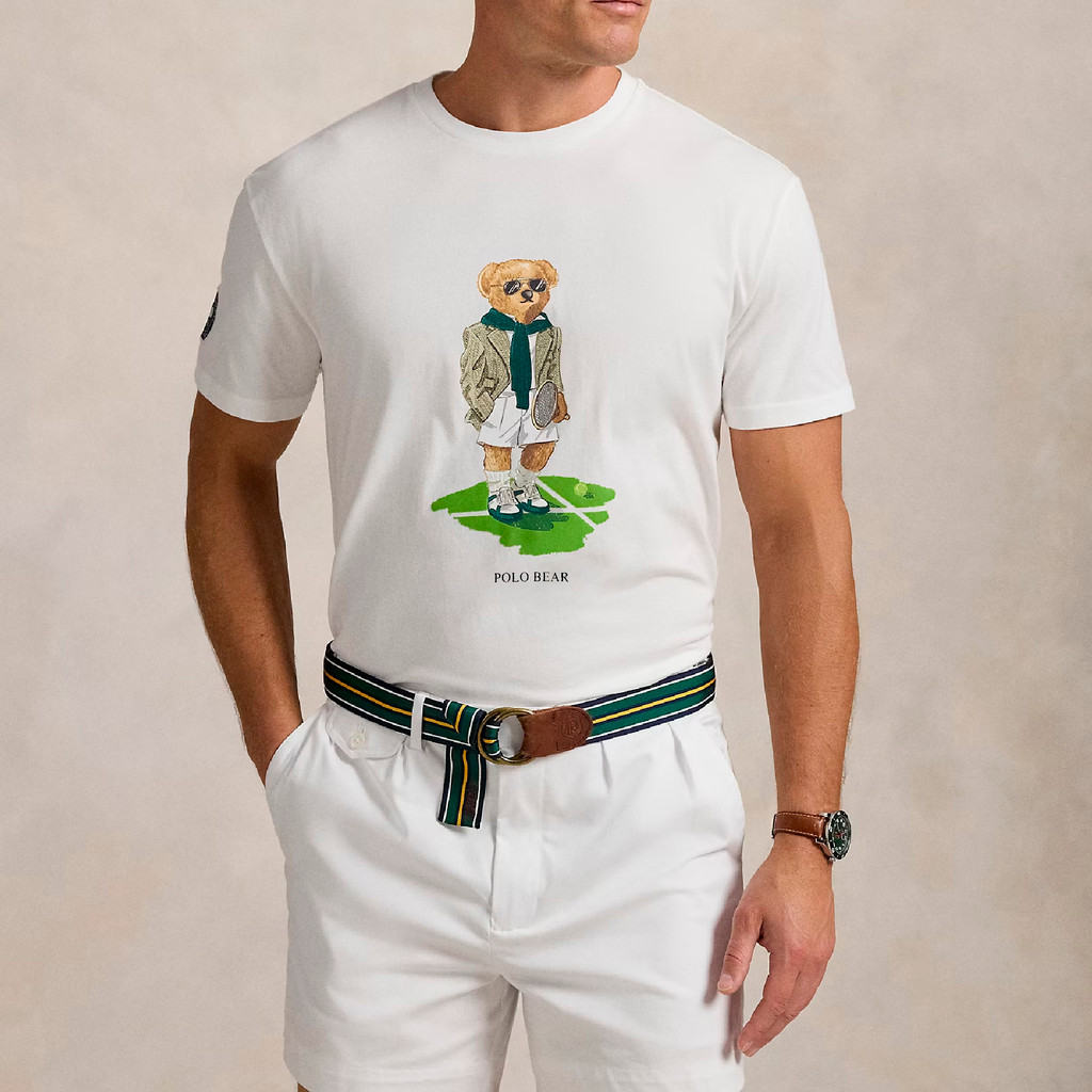 Camiseta Masculina Polo Bear Urso Tênis Wimbledon 100% Algodão Premium Blusa Camisa em Oferta na Shopee