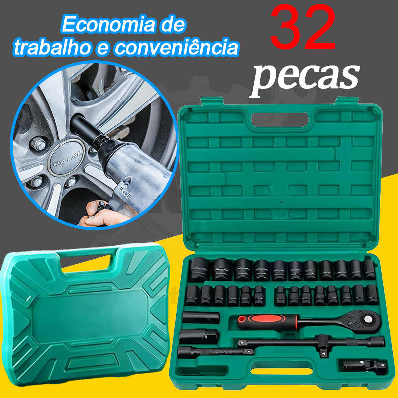 Conjunto De Chaves De Soquete ElétricasDe 32 Pcs Com Catraca Rápida paraReparos Automotivos e Domésticos em Oferta na Shopee