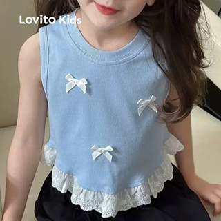 (NEW) Lovito Kids Regata Casual com Laço Bufante Primavera/verão Blusa Azul para Menina LNL119247 em Oferta na Shopee