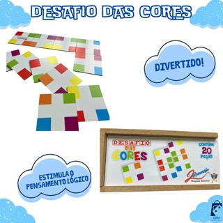 Desafio Das Cores Quebra Cabeça De Cores Jogo Educativo Em Madeira 20 Peças Raciocínio Lógico