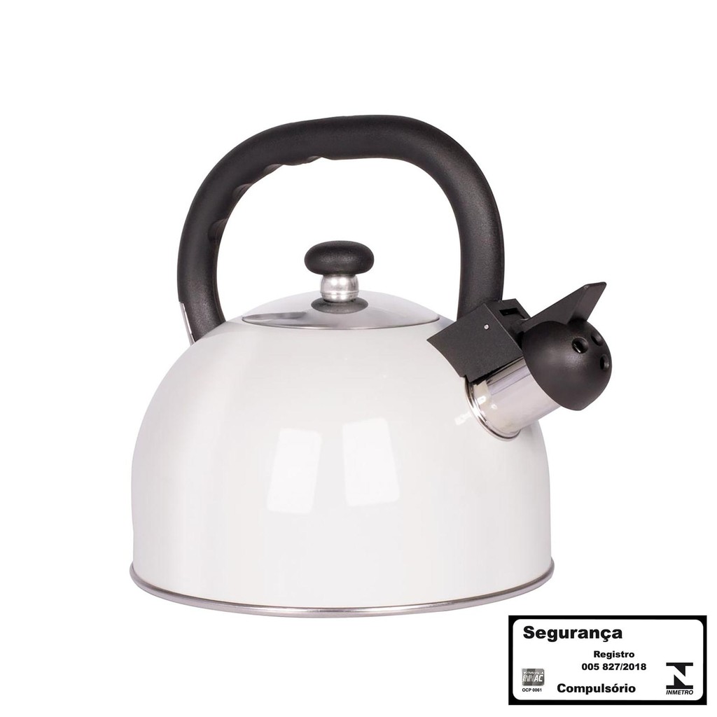 Chaleira Aço Inox 2,5 Litros Mattina - Branco em Oferta na Shopee