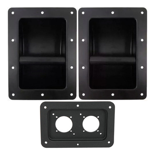 2 Alça Metal Média Para Caixa Som 220x160 + Espelho Metal Profissional