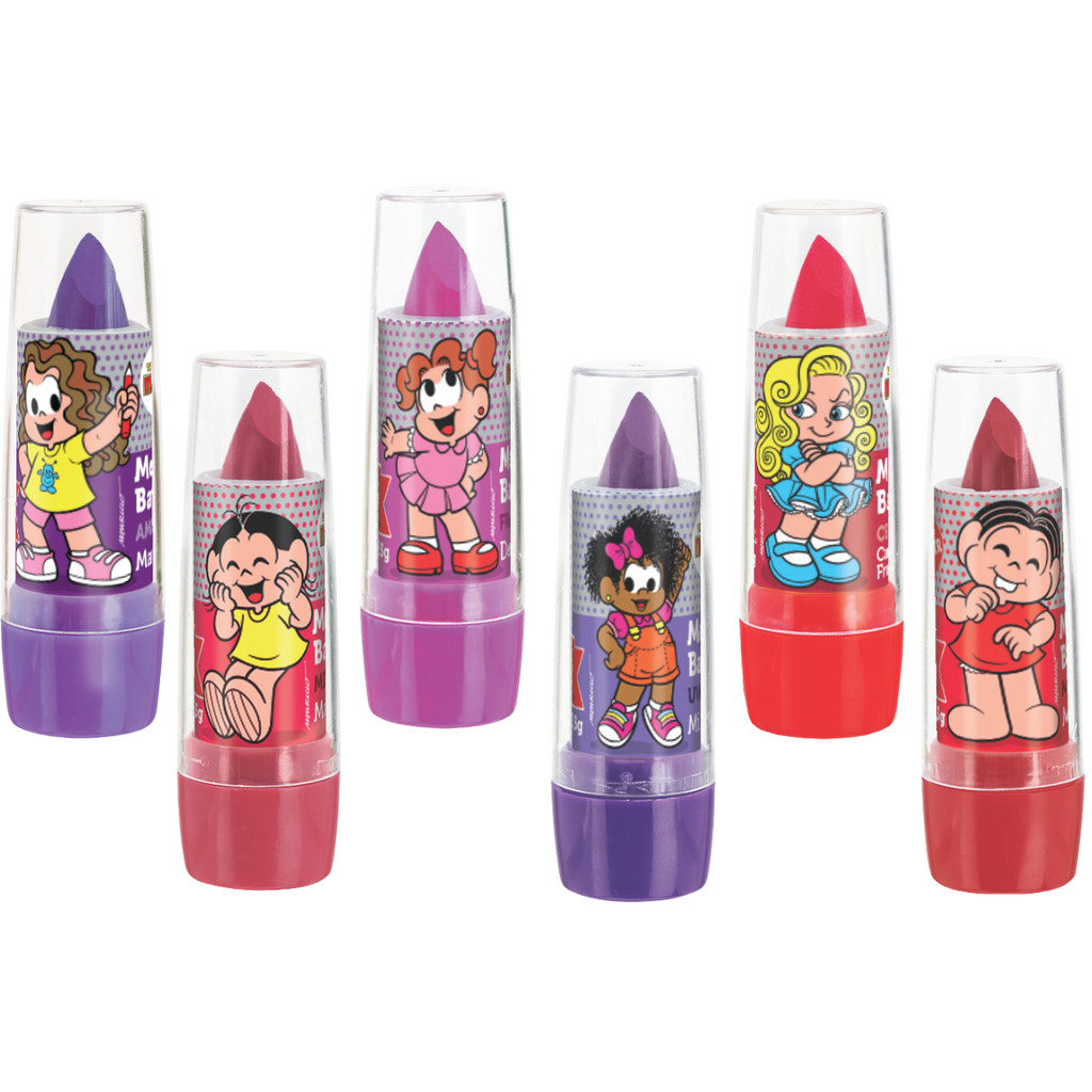 Kit Com 6 Batons Infantis Turma Da Mônica Hidratante Cores Sortidas Presente Menina