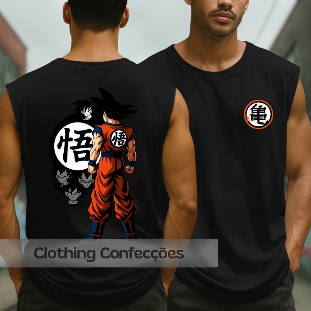 Camiseta Regata Oversized Dragon Anime Ball Goku Personagem Mangá Blusa Cavada