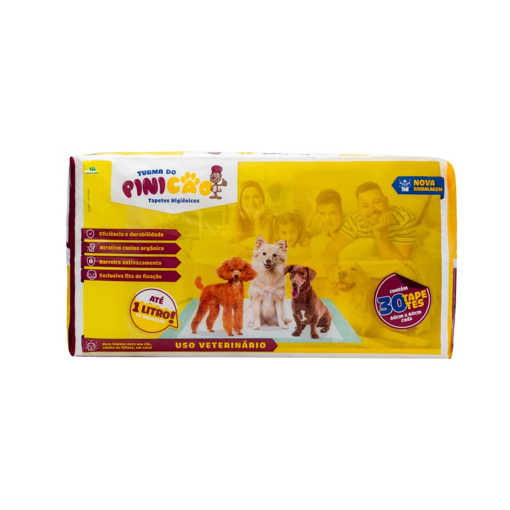 Tapete Higiênico Turma do Pinicão 60x60Cm - 30 unidades