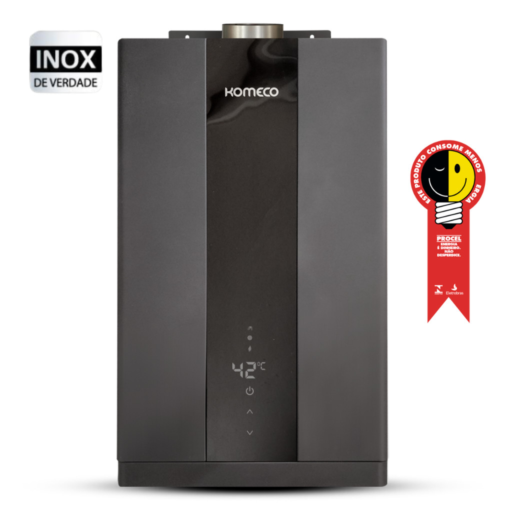 Aquecedor de Água a Gás Natural Gn Komeco Preto 16BK Home Bivolt
