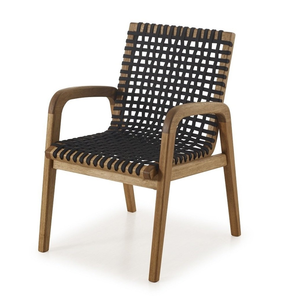 Cadeira em Madeira e Corda Náutica com Braço Traço em Oferta na Shopee