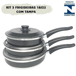 Conjunto Jogo De Frigideiras Com Tampa N 18 20 22 100% em Alumínio Conjunto 3 Peças em Oferta na Shopee