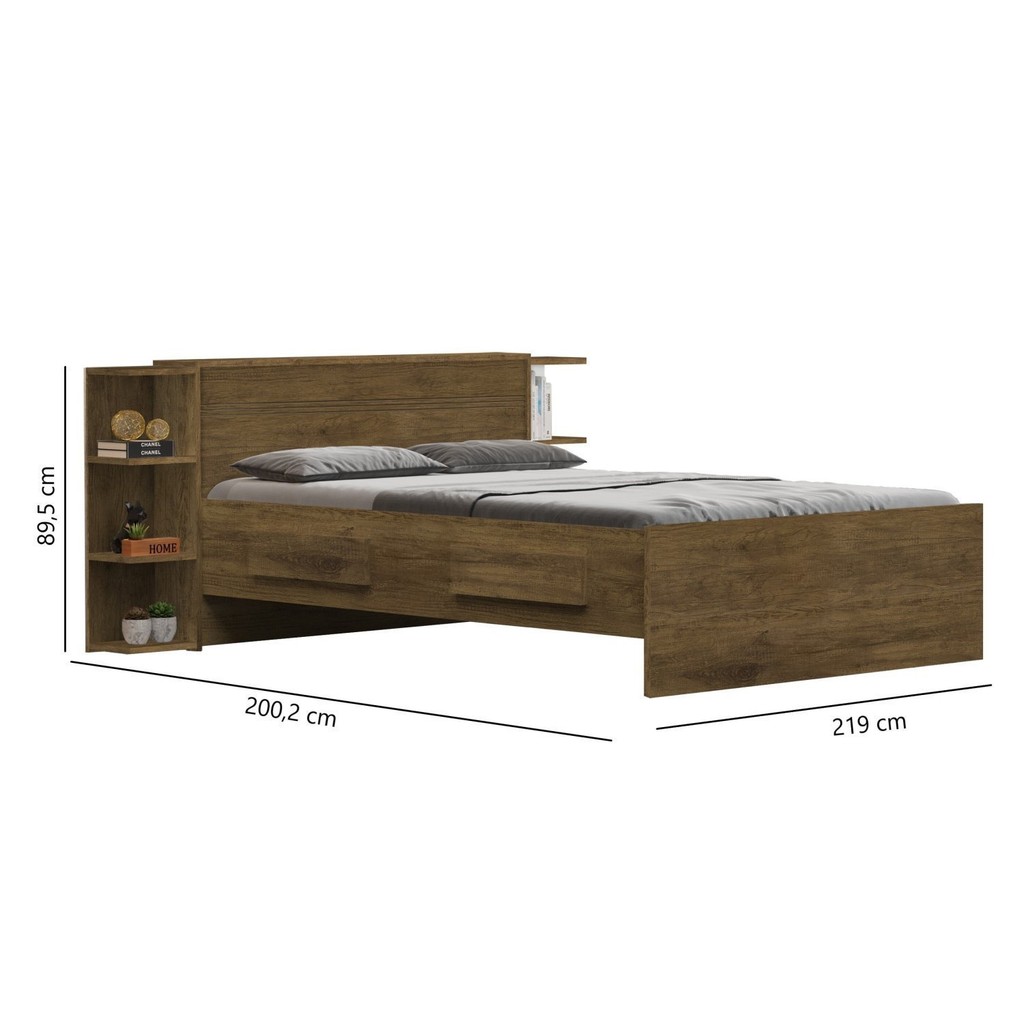 Detalhes do Cama Bau Casal com Gavetas Jade Yescasa Jequitibá
