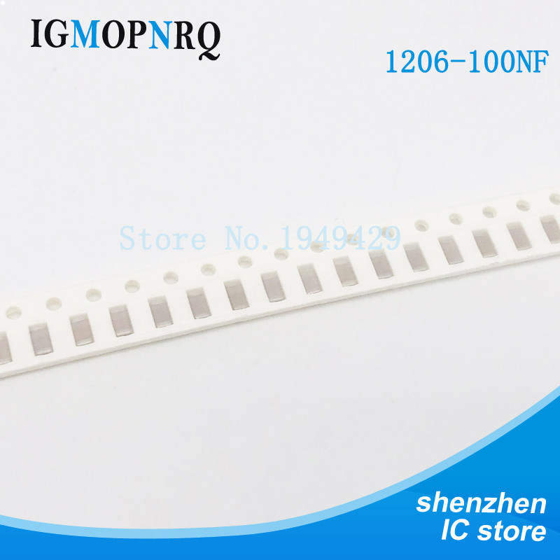 100PCS/LOTE 100nf Erro 10% 104 100NF 1206 SMD Capacitor Cerâmico Multicamadas de Filme Grosso