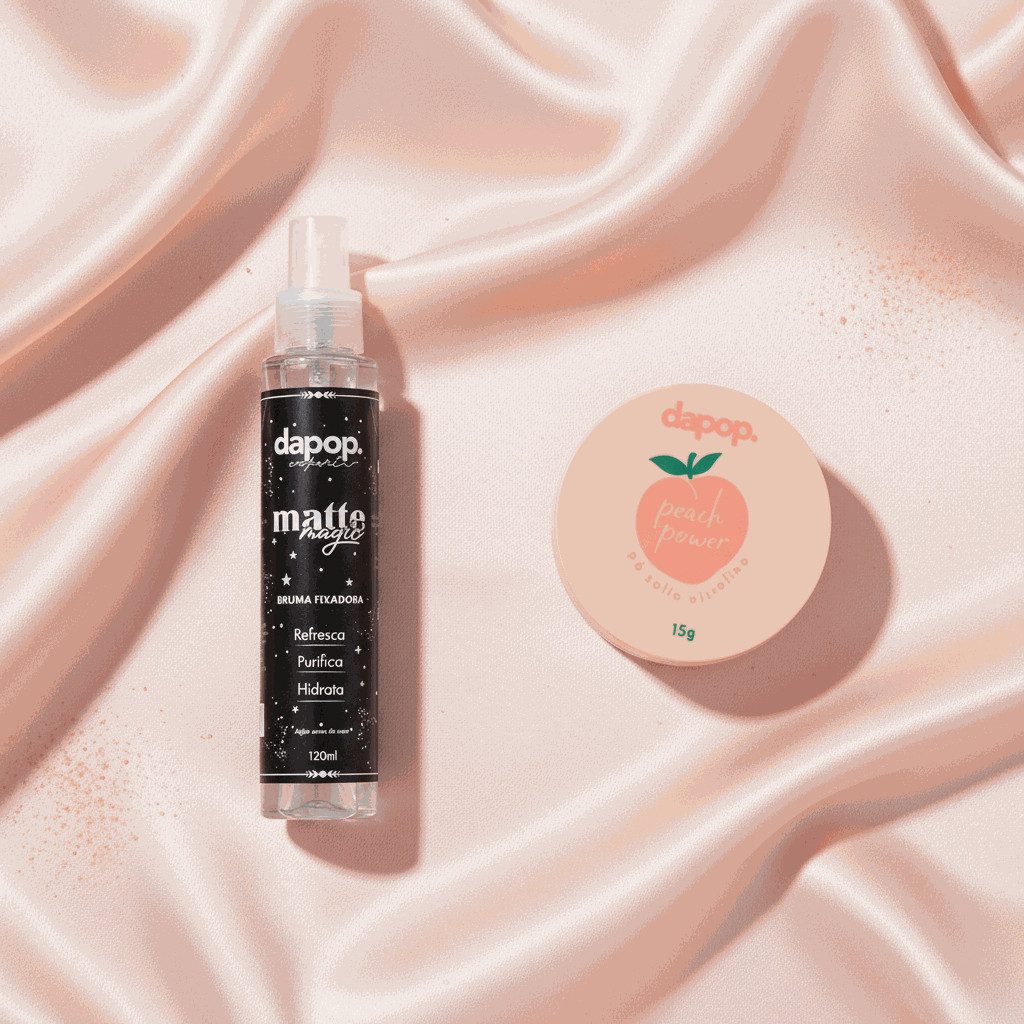 Kit Bruma Fixadora Matte Magic Dapop + Pó Solto Dapop Pink Power, Peach Power e Lilac Blur Pele Matte - Escolha o Seu