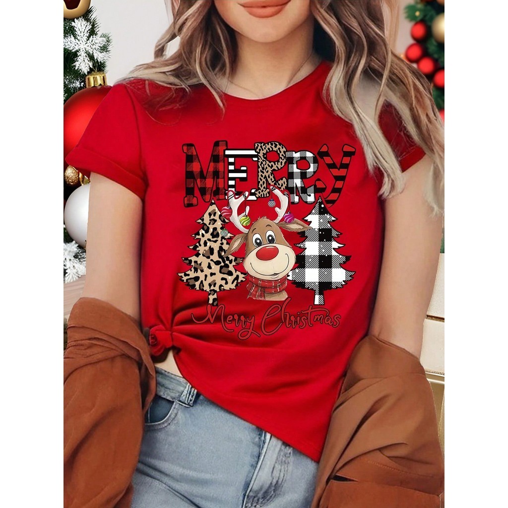 Camiseta Unissex Estampada Merry Cristimas Natal Confortavel Premium Blusao Vermelha