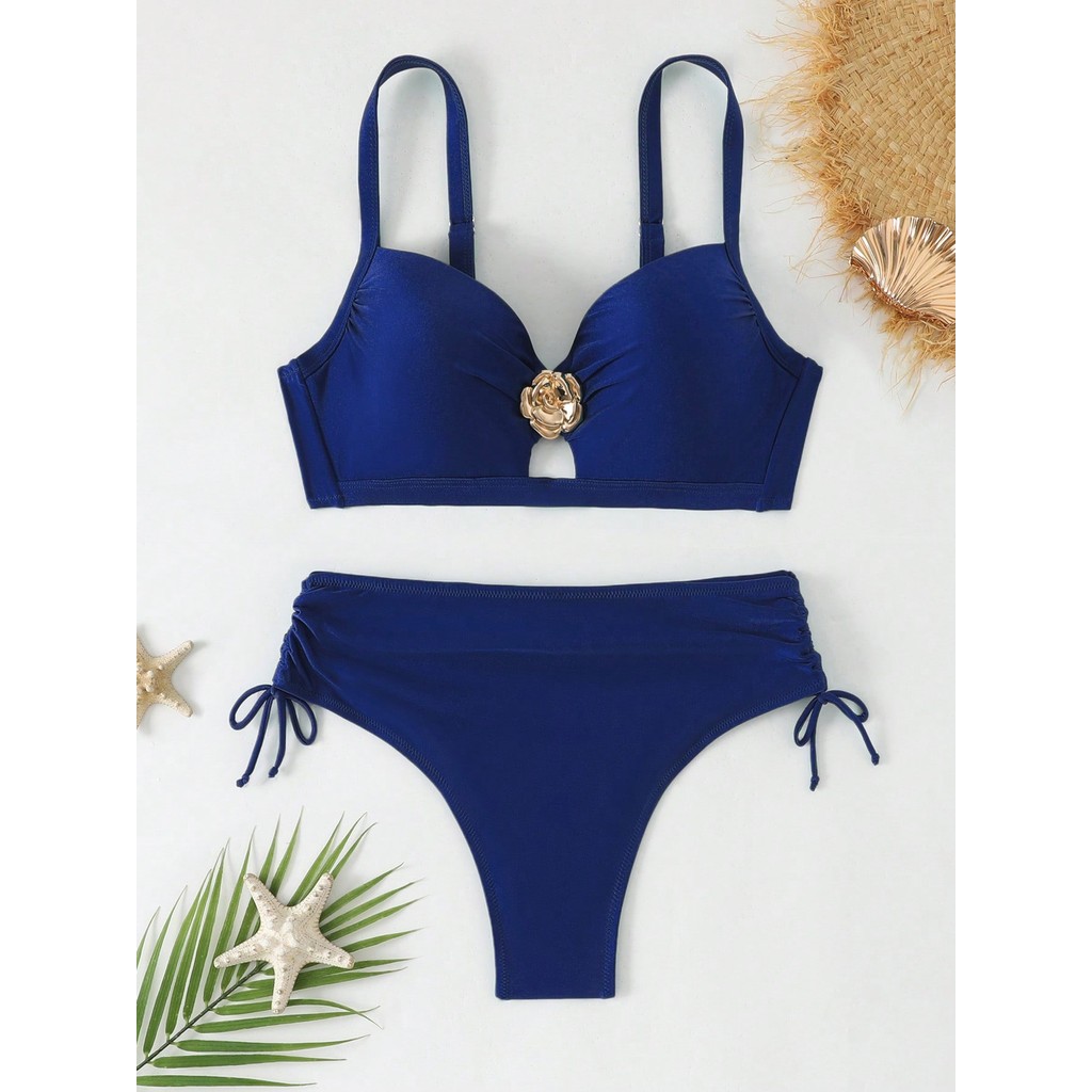 RWX  VEST Biquíni Plus Size com Detalhe Dourado e Laterais Ajustáveis 2025 XX547