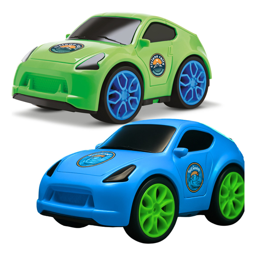 Carrinho Corrida Cyclone Rally Brinquedo Infantil Presente Azul E Verde