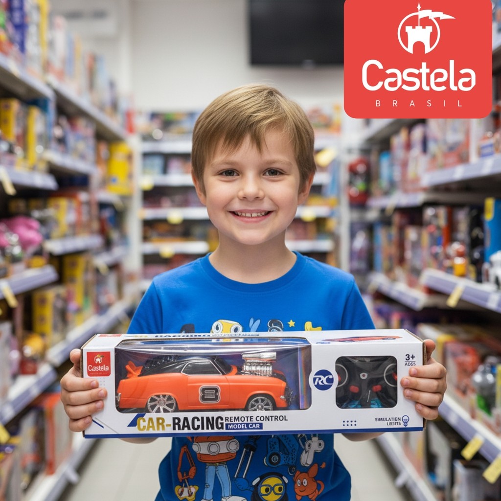 Detalhes do Brinquedo Carrinho de Controle Remoto Veloz C/ Som e Luz 1:16 - Castela