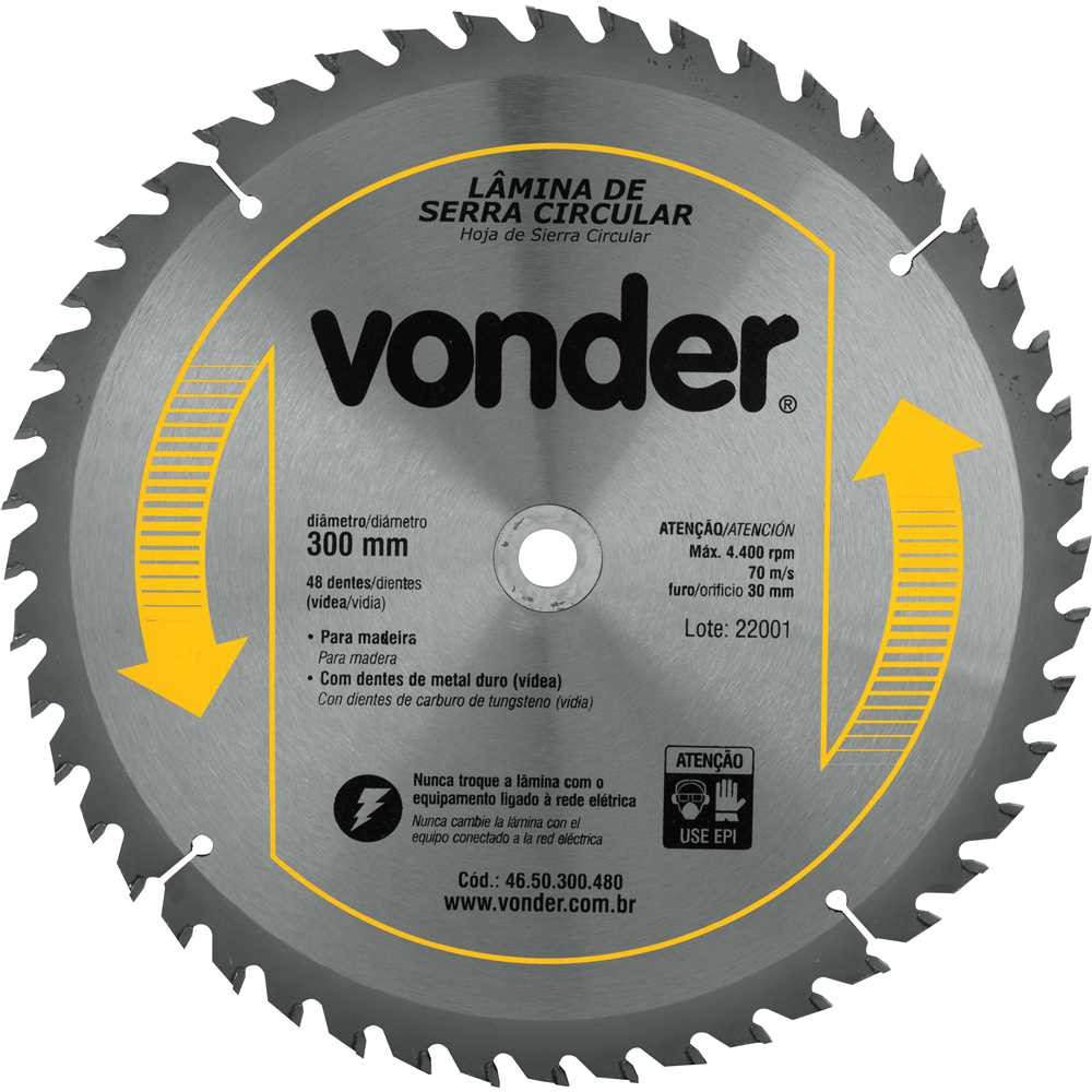 Lâmina de Serra Circular C/ Dentes 300x30mm 48 dentes Vonder em Oferta na Shopee