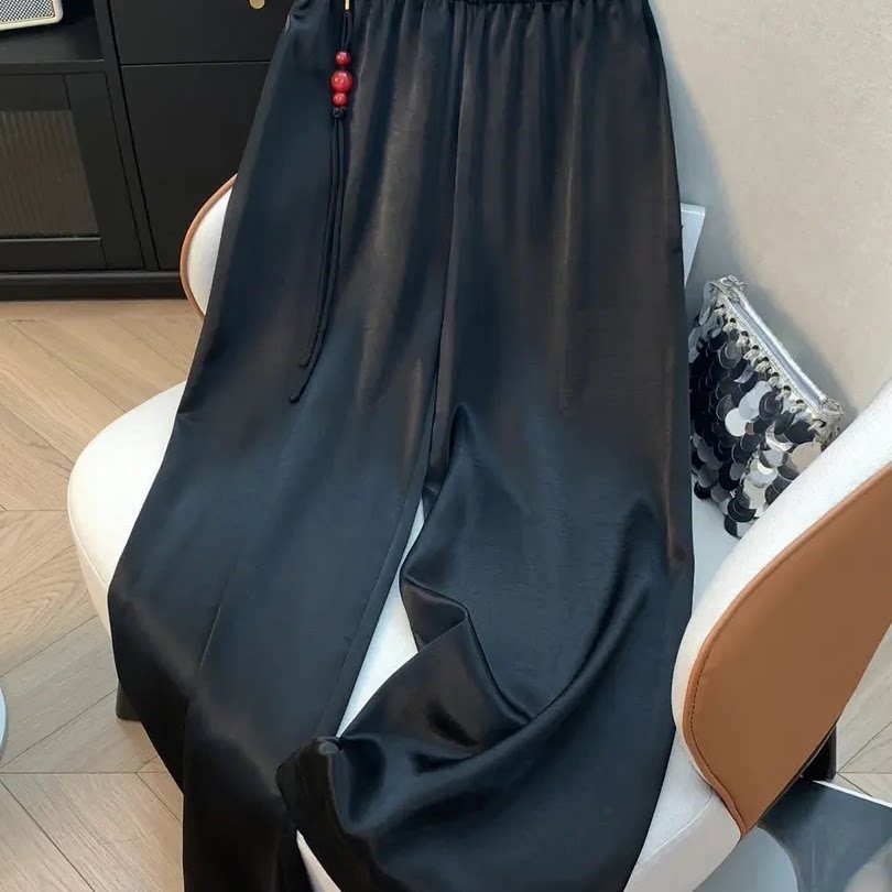 2026 Novo estilo novo estilo chinês estilo chinês verão pendurado disco fivela pingente rugas-desenho elástico calças de