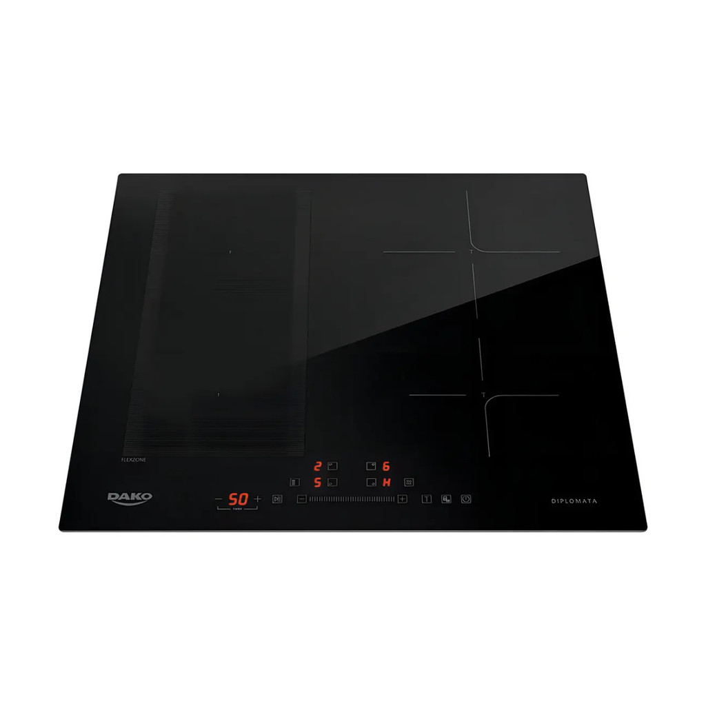 COOKTOP DE INDUÇÃO 4 BOCAS ZONA FLEXIVEL DAKO DIPLOMATA PRETO 220V