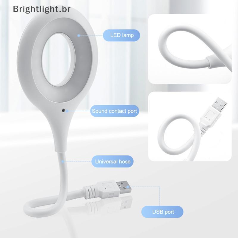 [brightlight.br] Luz Noturna Inteligente Controlada Por Voz De Livro Led Portátil USB Flexo Lâmpada De Mesa Leitura De L