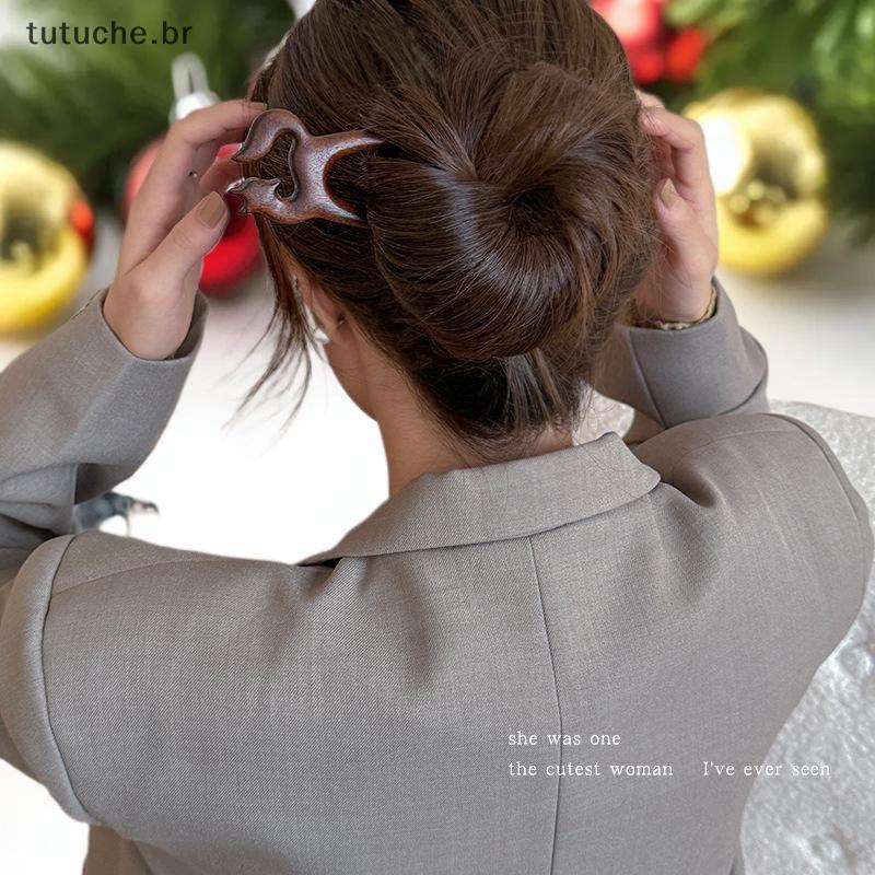 TU Cabelo De Madeira Sti Em Forma De U Garfo De Gato Borboleta Estilo Chinês Moda Hairpin Headwear Menina Acessórios BR