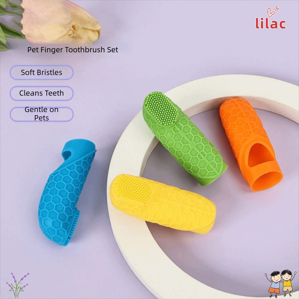 LILAC 2 Pcs Escova De Dentes Para Animais De Estimação , De Silicone Com Design De Dedo De Material , Cerdas Macias E Fl