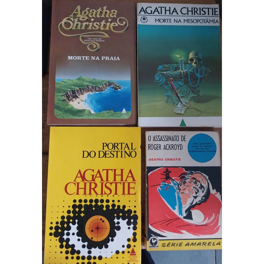LIVRO,KIT(4),AGATHA CHRISTIE,1.O ASSASSINATO DE ROGER ACKROYD, 2.PORTAL DO DESTINO,3. MORTE NA PRAIA,4.MORTE NA MESOPOTÂ
