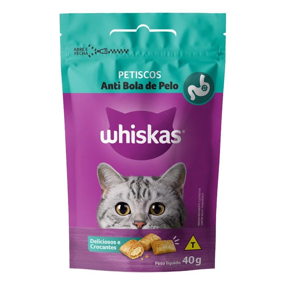 Ração Whiskas Snacks Anti Bola Pelo 80g