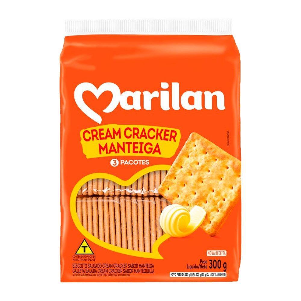 Biscoito Marilan Cream Cracker Manteiga 300g - Embalagem com 24 Unidades