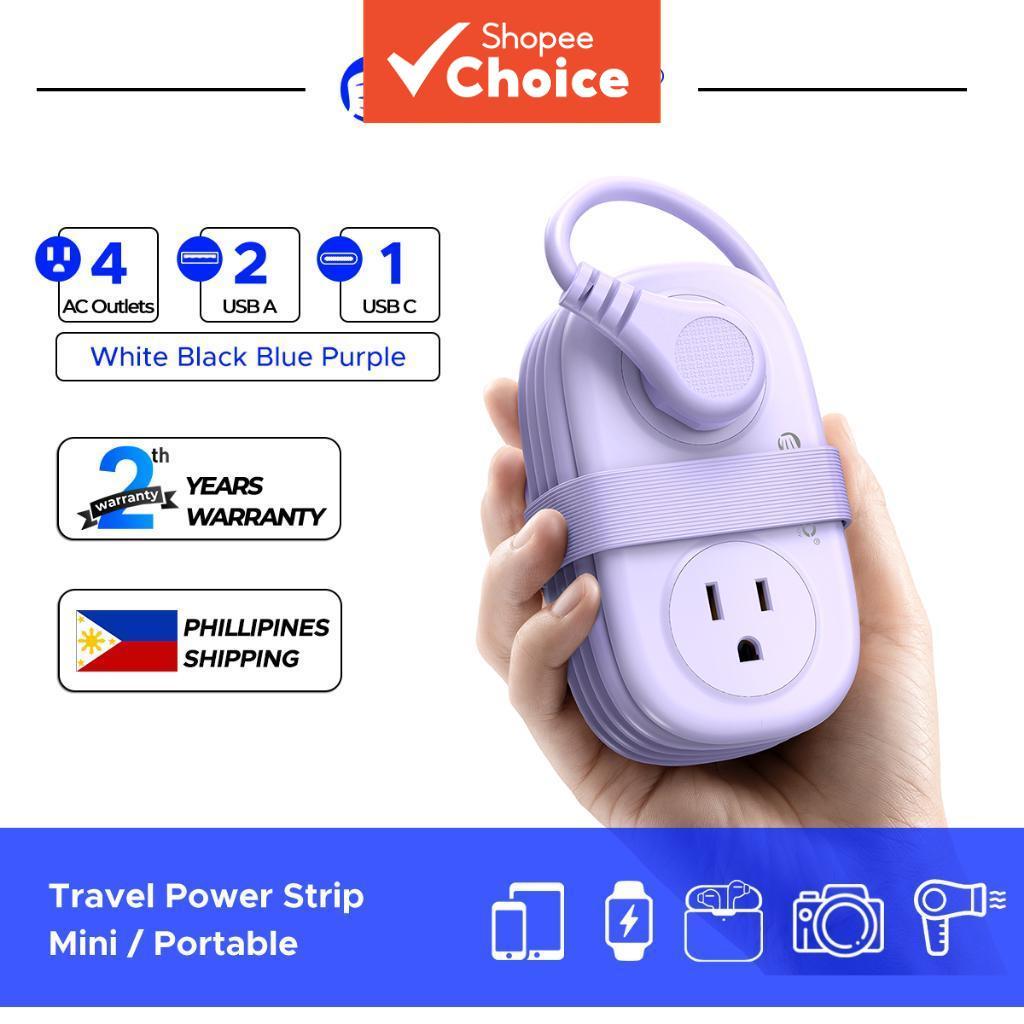 ORICO Tomada de Energia de Viagem 4 Tomadas AC 3 Portas USB com Cabo Enrolado para Extensor de Tomada em Cruzeiro