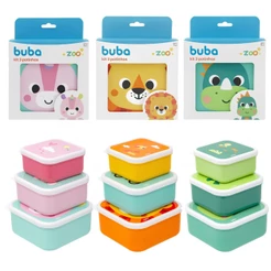 Kit Com 3 Potinhos Infantil Para Lancheira Zoo - Buba
