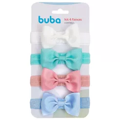 Kit 4 Faixas de Cabelo para Bebê com Laços Coloridos Infantil Menina Buba Acessório 15317
