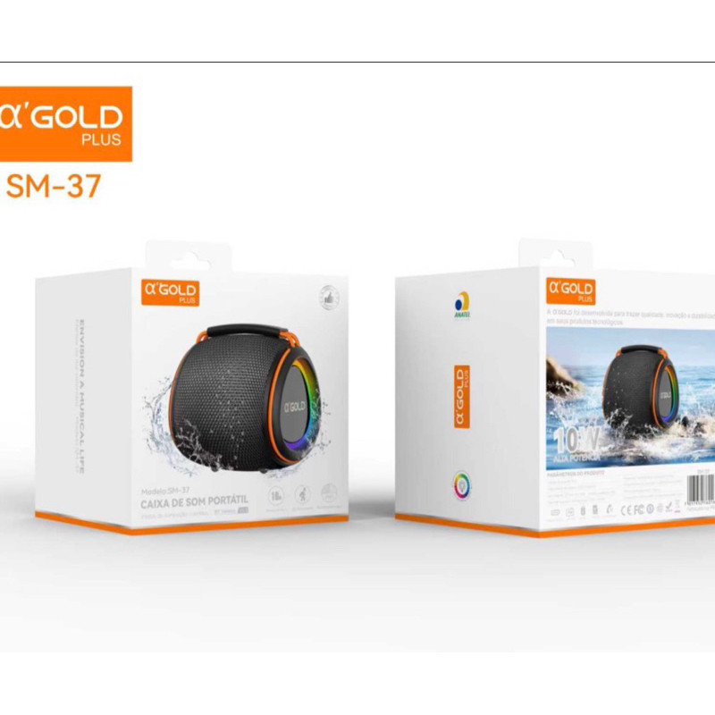 Caixa De Som Bluetooth Tws Sm-37 A'gold Original 10W