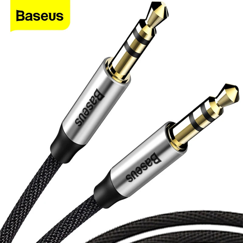 Cabo de Áudio Baseus Jack 3.5mm Macho para Macho, Cabo Auxiliar de Áudio para S10, Carro, Fone de Ouvido, Alto-f