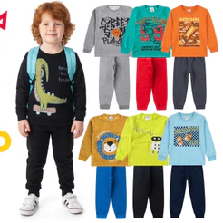 Kit 10 Peças Moletom Conjunto Infantil Menino 1 ao 14 Masculino Outono Inverno