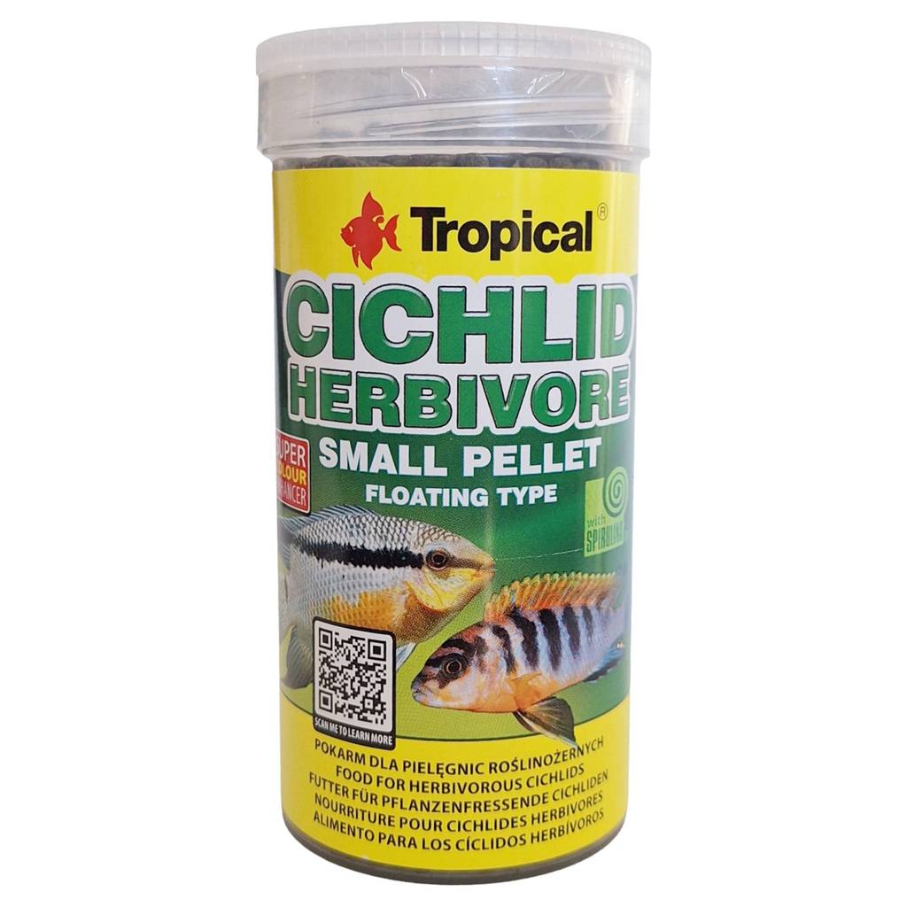 Ração Para Peixes de Aquario Ciclideos Herbivoros Tropical Cichlid Herbivore Small Pellet 90g