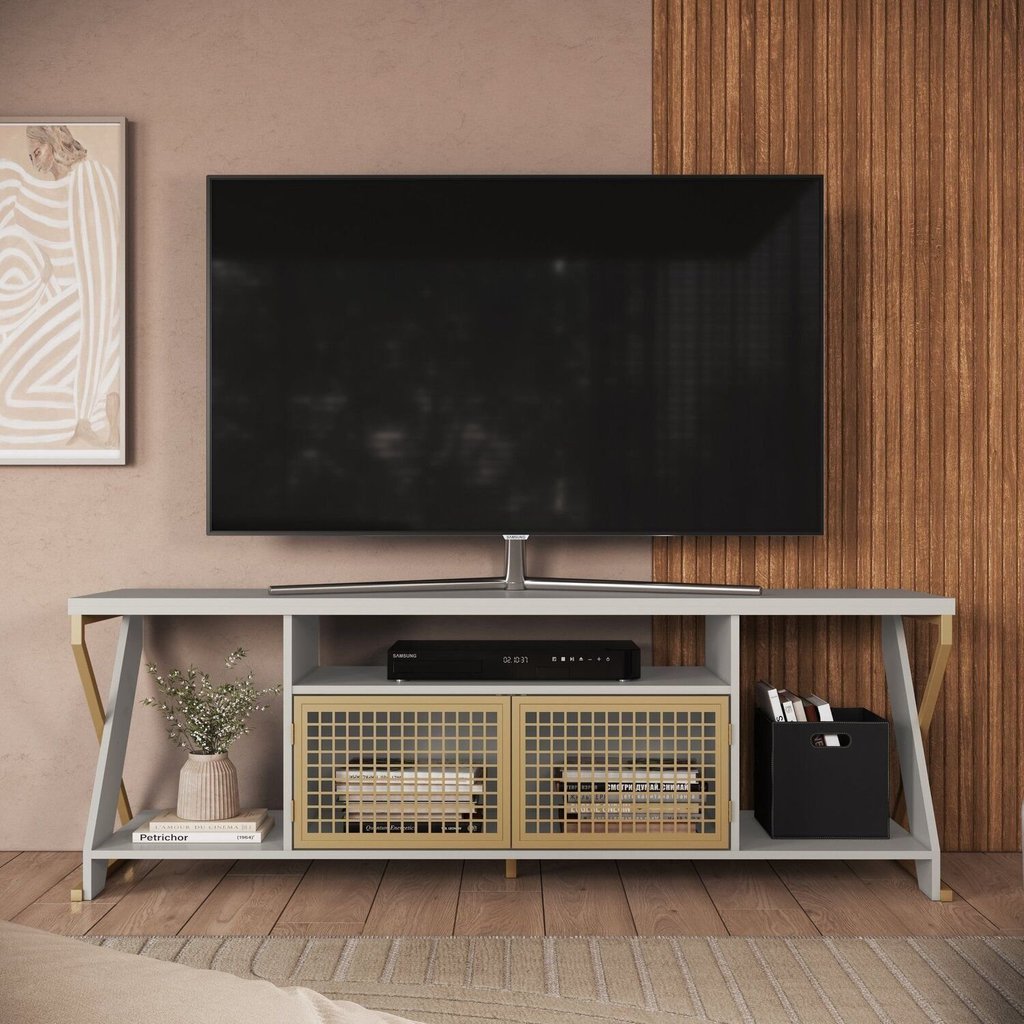 Rack Industrial para TV até 60 Polegadas 160cm Rgb P1033 Cinza Arena/Dourado
