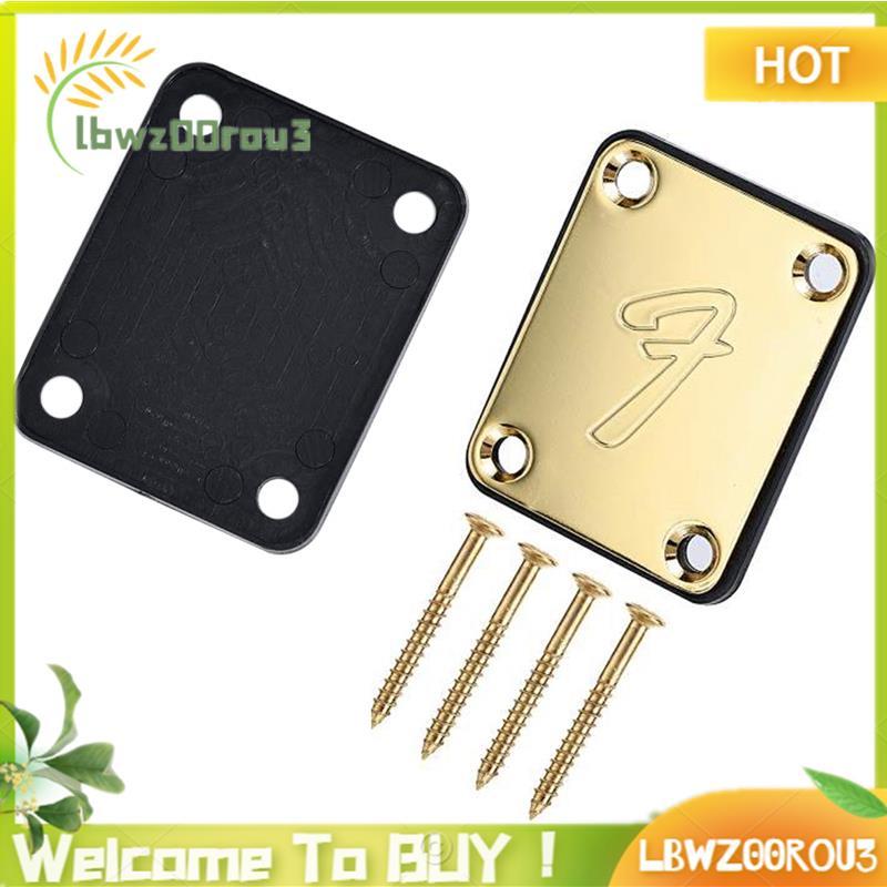 1 Conjunto 70S Placa De Pescoço De Guitarra De 4 Parafusos Com Protetor De Alça De Ferro (Ouro)