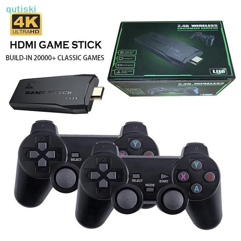 QUTI Console De Videogame 2.4G Jogo De Controle Duplo Sem Fio Sti 4K 10000 Jogos 64GB Retrô Para PS1/GBA Boy Presente De