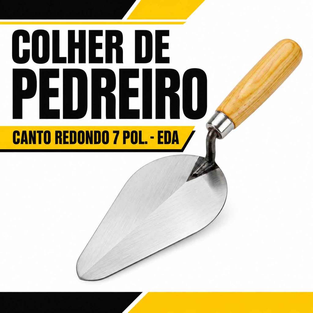 Colher De Pedreiro Canto Redondo 7 Pol Para Massa Cimento Argamassa Reboco Obra Reforma - EDA
