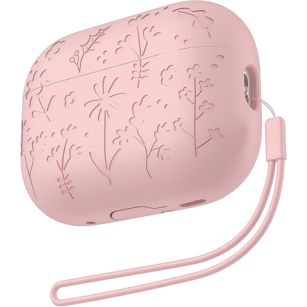 Compatível com a capa dos AirPods Pro/Pro2, capa com gravação de flores fofas co