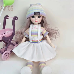 30cm Boneca Gorda 12 Articulações Móveis 1/6 Meninas Vestido 3D Olhos Marrons Brinquedo Brinquedos Crianças Presente