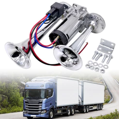 Buzina 2 Cornetas Caminhão Trem Carro C/ Rele Compressor 12v