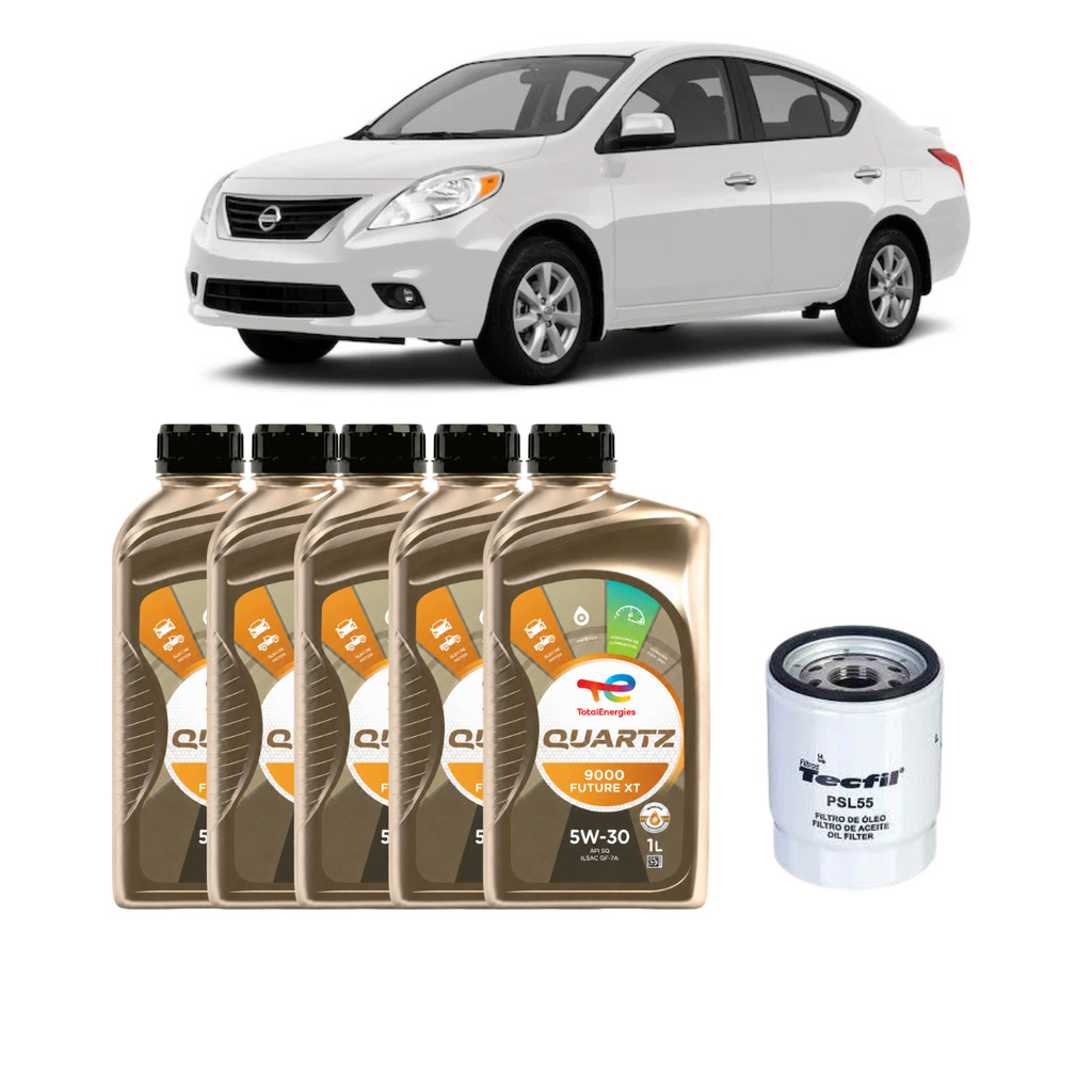Kit Troca de Óleo Nissan Versa 1.6 16V TOTAL Quartz 9000 Future XT 5W30 Sintét