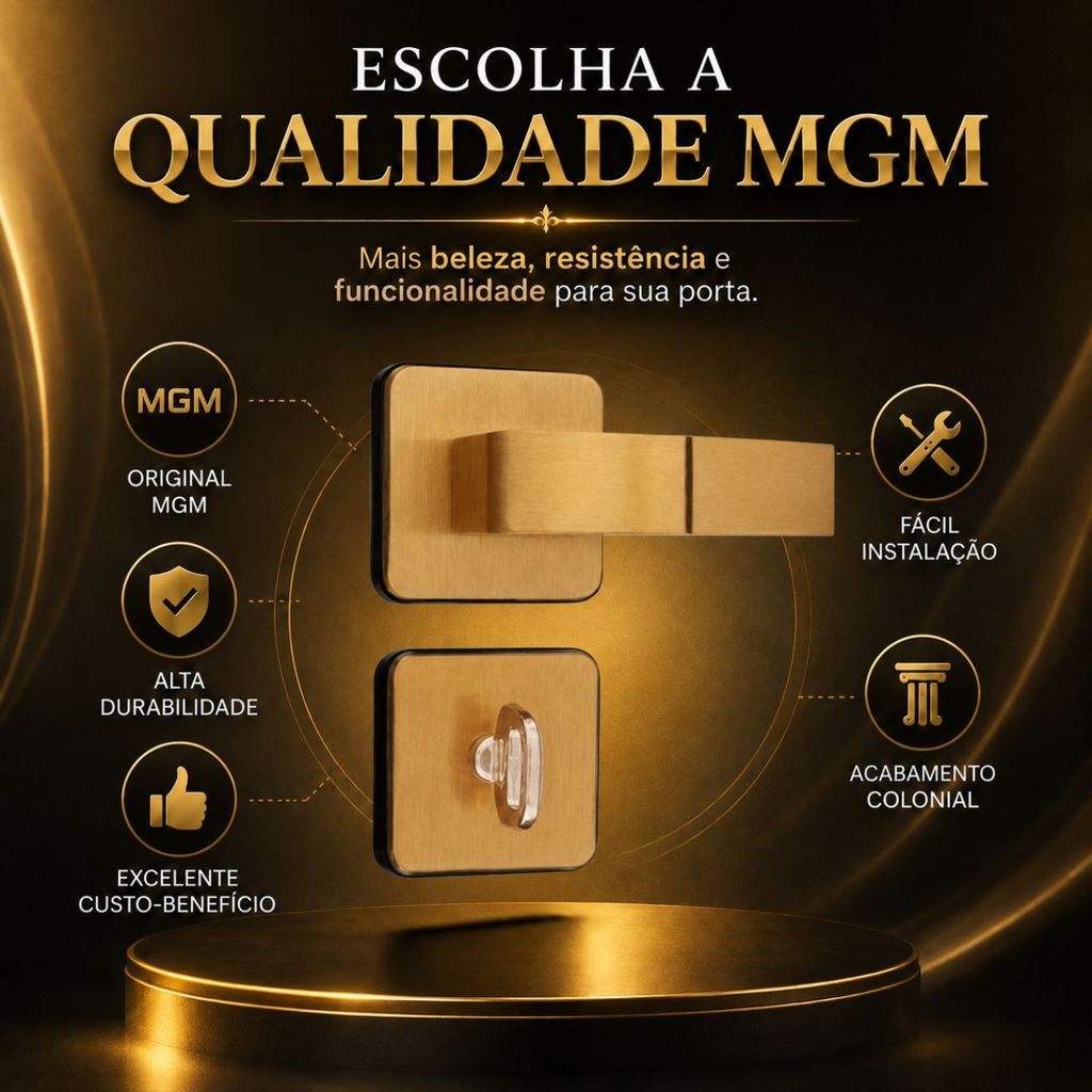 Fechadura Moderna para Banheiro Roseta Bronze Latonado MGM — imagem 2 de 2