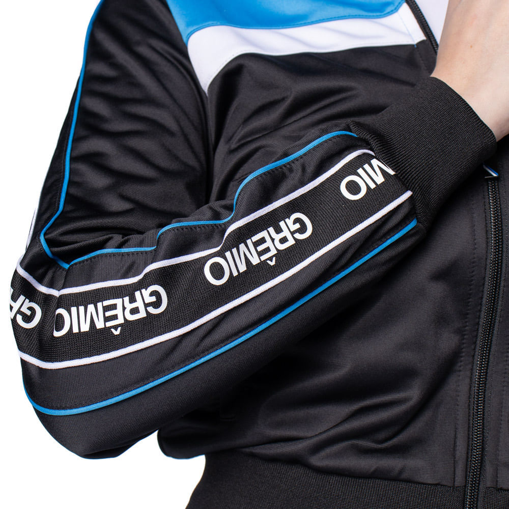 Agasalho Feminino Lotus Grêmio Tape 26 Preto/Azul Turquesa