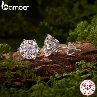 Brincos De Moissanite 3CT De Prata Esterlina 925 Bamoer De Seis Garras Com Joias De Certificado Para Presente Feminino